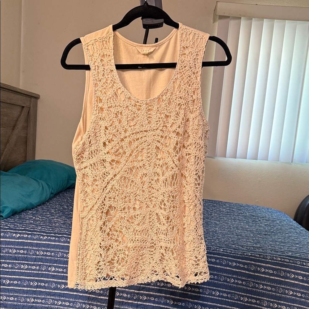 Cream Crochet Sleeveless Top